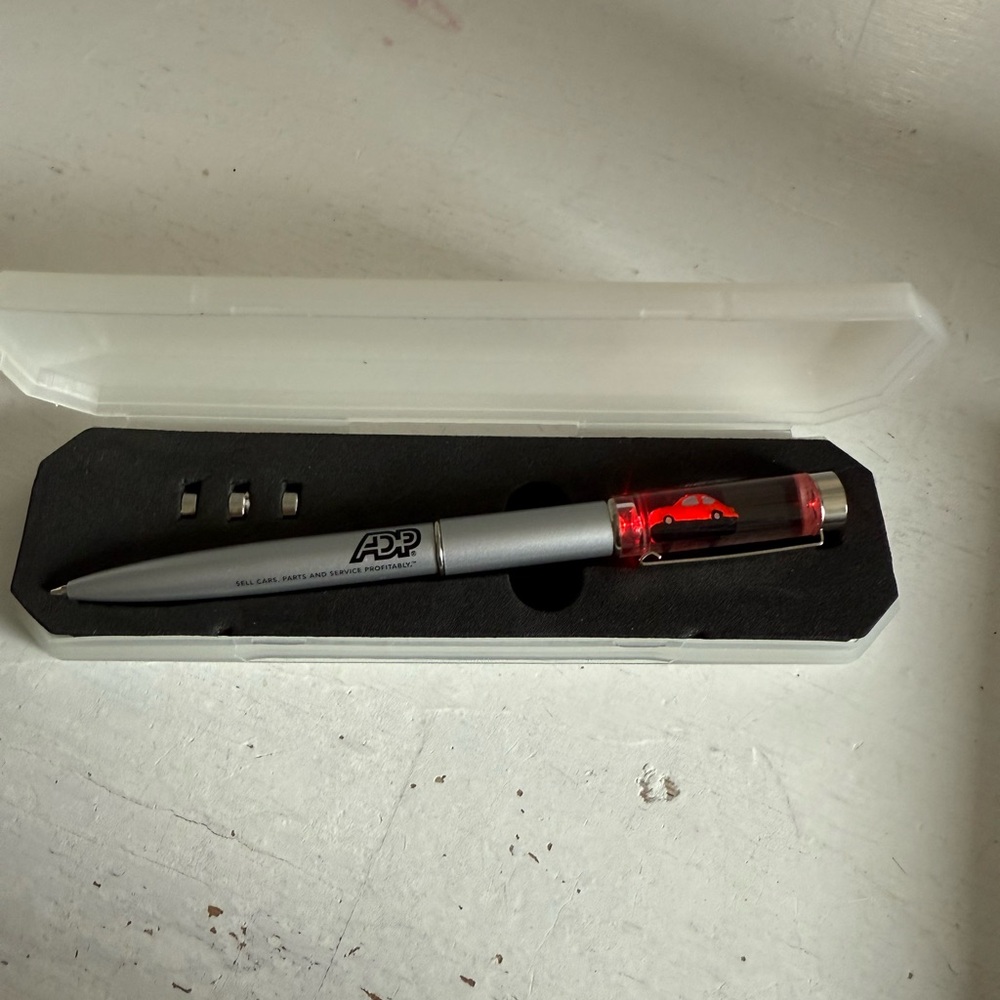 ADP Light Up Ball Point Pen With Red Car Inside Blue Ink BNIB